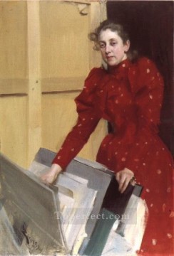 Anders Zorn Painting - Retrato de Emma Zorn en el estudio de París más importante de Suecia Anders Zorn